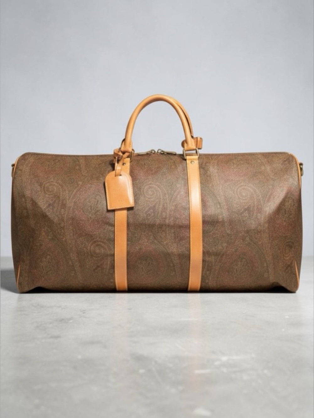 Etro Milano XL Paisley Leather Weekender Travel Duffel Italy vintage